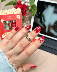 PopCorn Nail Art in red and golden Tuba