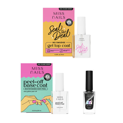 Peel Off Base Coat + Black Moon + Seal The Deal Top Coat