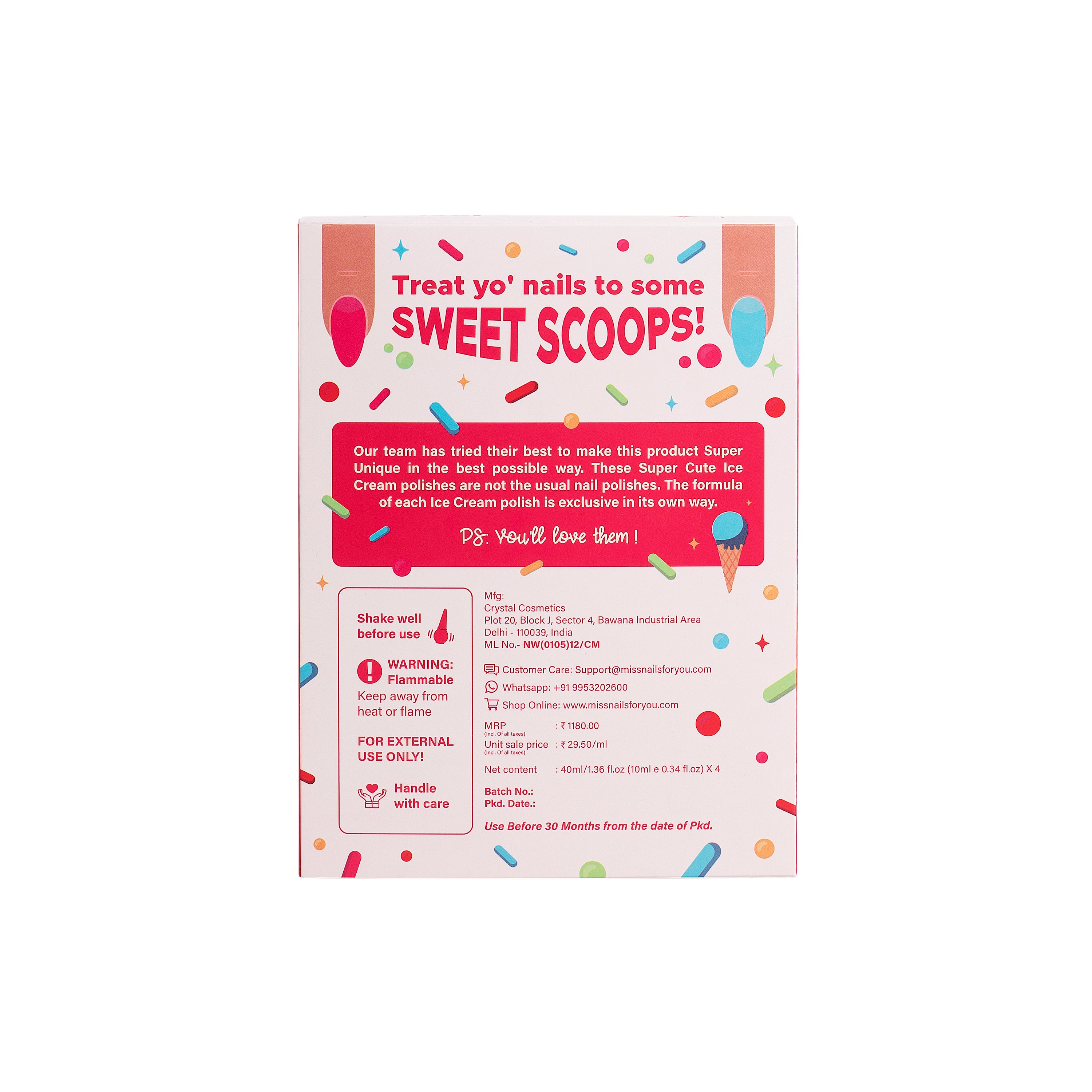 Sparkling Coat Ice Cream Collection (Pack of 4)