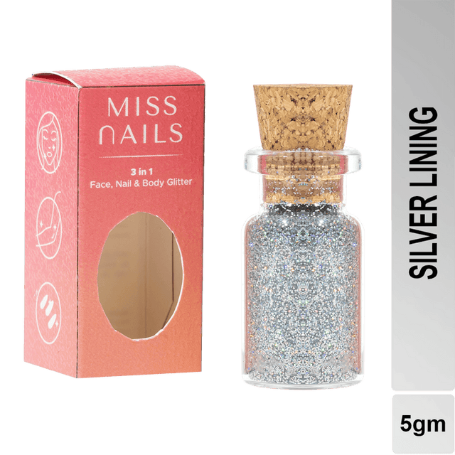 Miss Nails 3 in 1 Glitter - ( Silver Lining  47 )