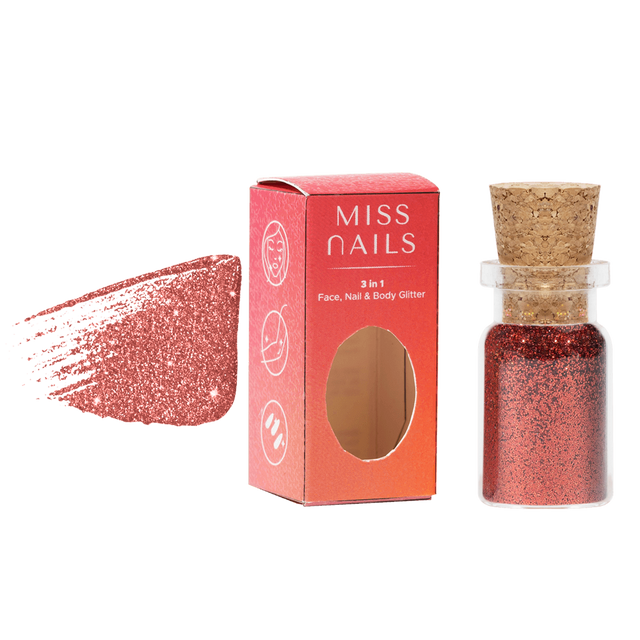 Miss Nails 3 in 1 Glitter - (  Red Forever 7   )