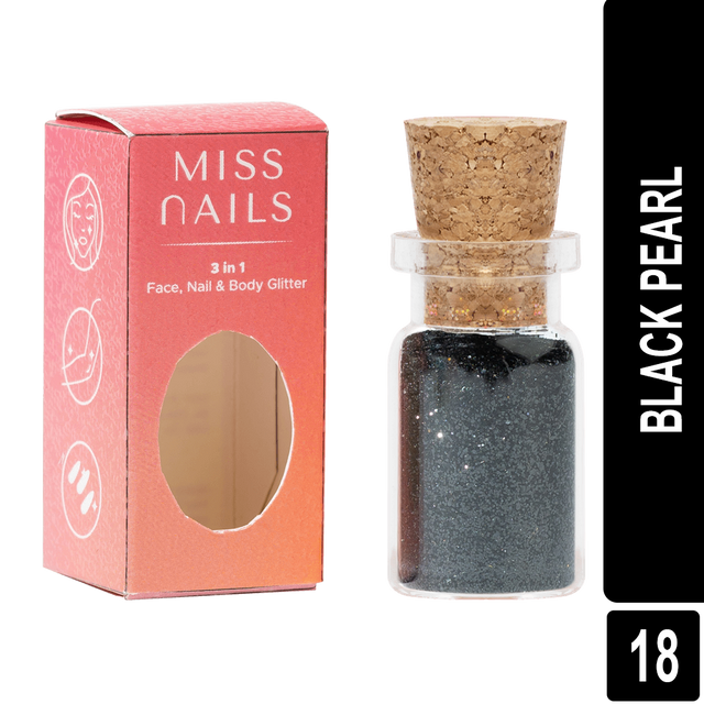 Miss Nails 3 in 1 Glitter - ( Black Pearl 18 )