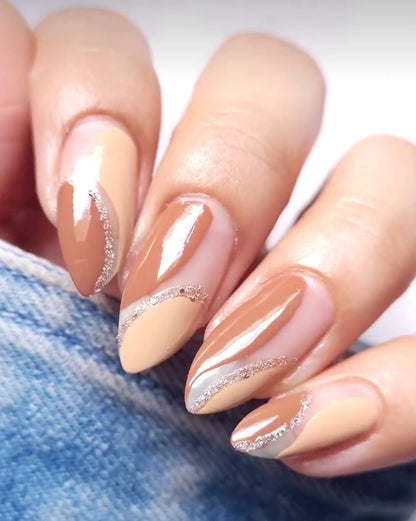 Coffee swirls nail art