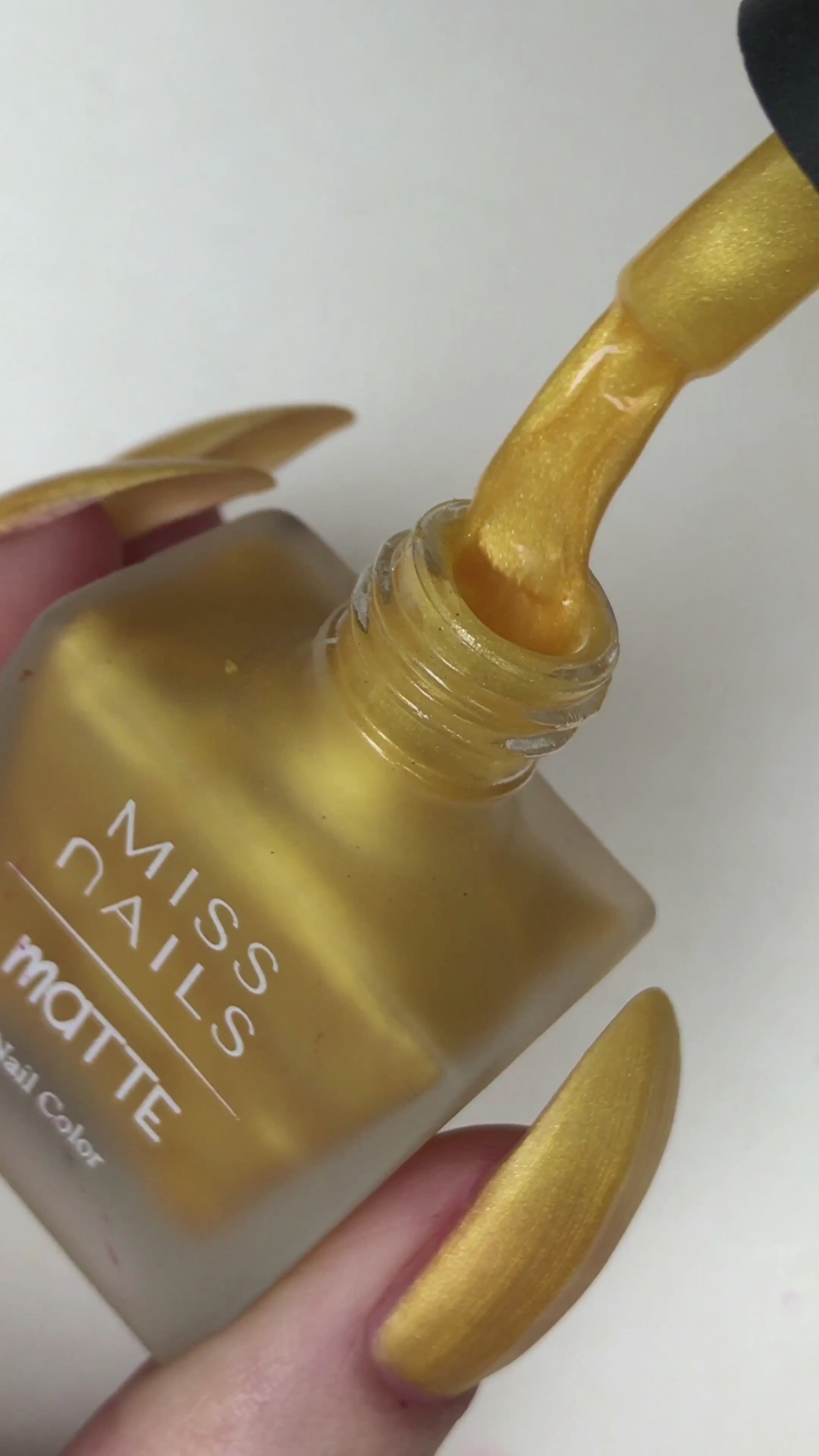 Load video: Miss Nails Matte Nail Enamel - Metallic Gold