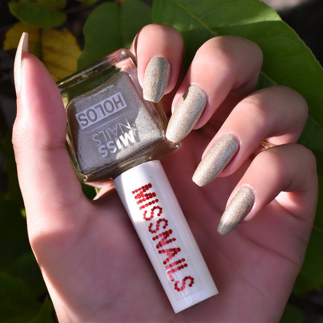 Miss Nails Holographic Nail Enamel - Ice Champagne